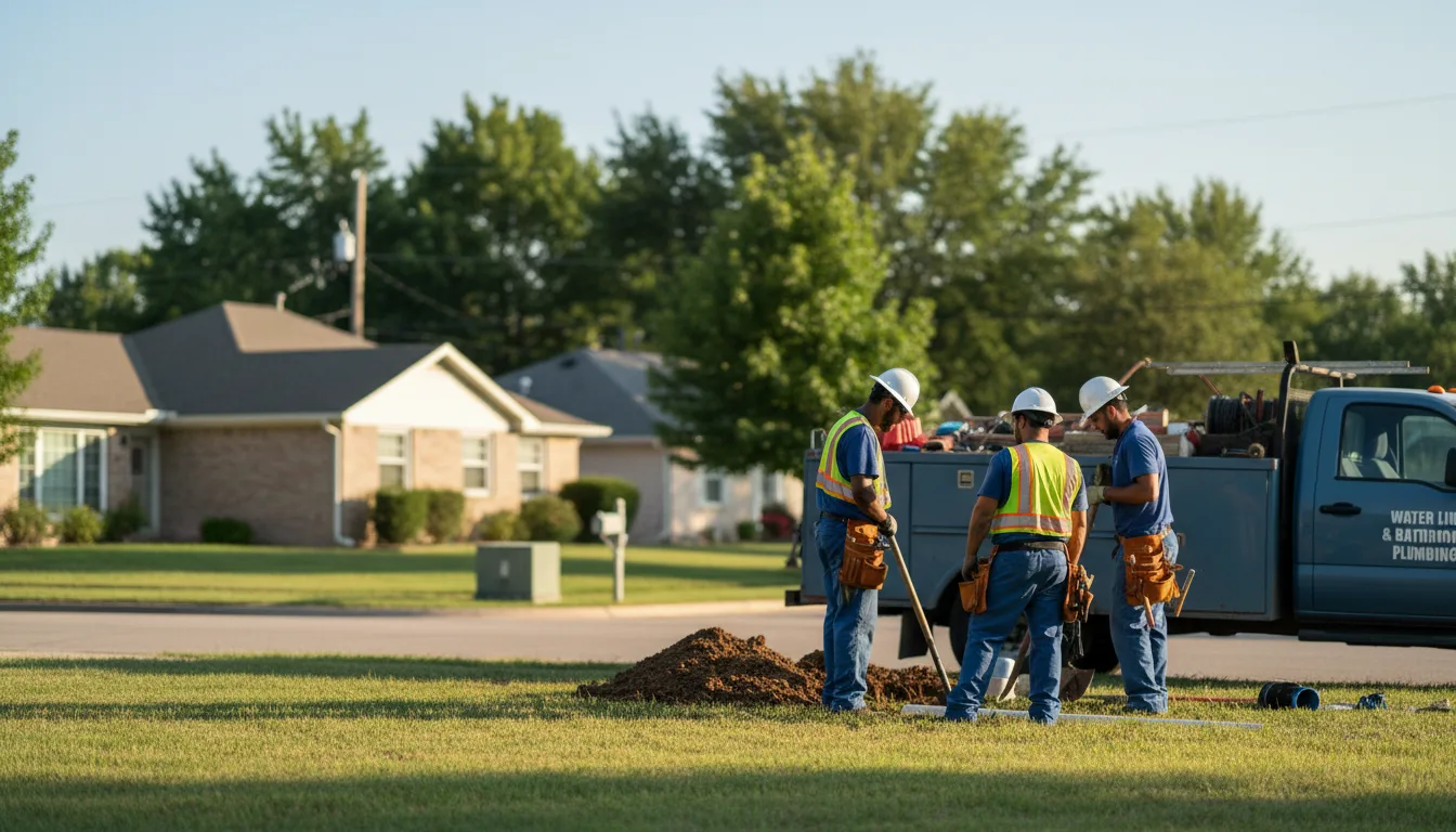Residential water line and bathroom plumbing service in Farmington, IA
